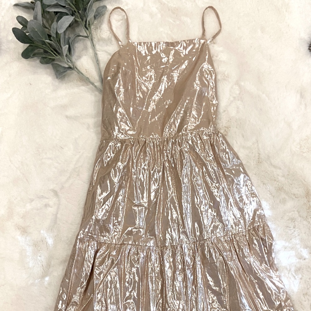 *NWT* GAP Metallic Tie-Back Tiered Maxi Dress- Sz Medium Tall